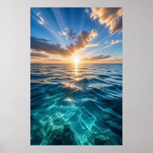 Poster Cartaz Oceano Horizonte Dourado