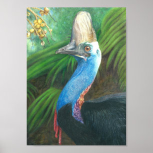 Poster Cartaz original pintado mão da arte do Cassowary