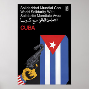 Poster Cartaz OSPAAAL Solidariedade Mundial com Cuba