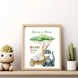 Poster Cartaz para Berçário de Bebê Dinossauro | Presente