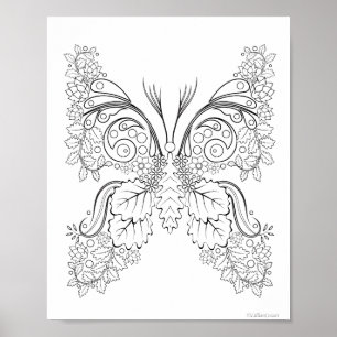 Poster Cartaz para Colorir Borboletas #6