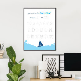 Poster Cartaz para Crianças Aprenderem a Escrever Números