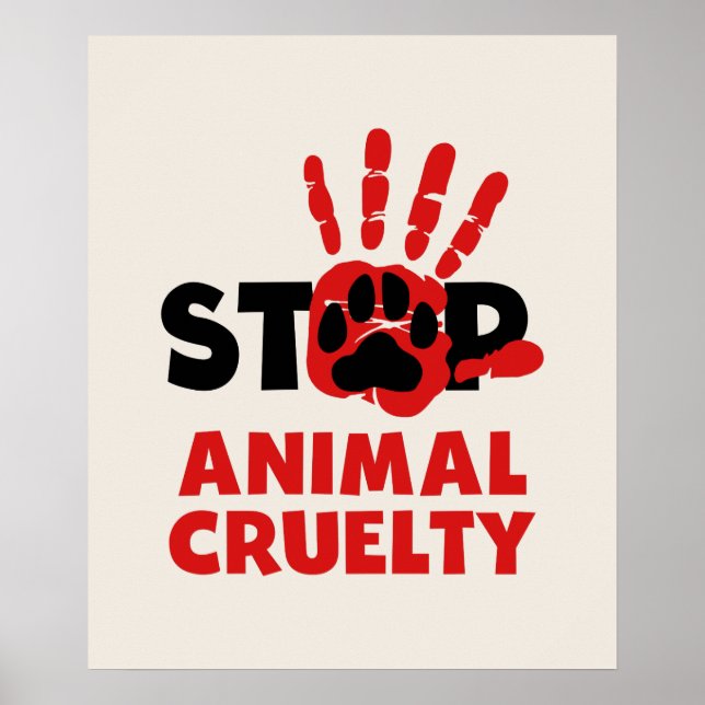 Poster Cartaz Pare com a Crueldade Animal com Marca de Pa (Frente)