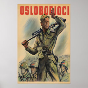 Poster Cartaz Partidário da II Guerra Mundial Iugoslávia 