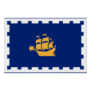 Póster Cartaz patriótico com a bandeira da Cidade de Queb