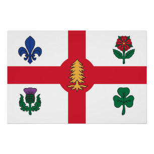 Póster Cartaz patriótico com a bandeira de Montreal