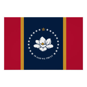 Póster Cartaz patriótico com a bandeira do Mississippi 