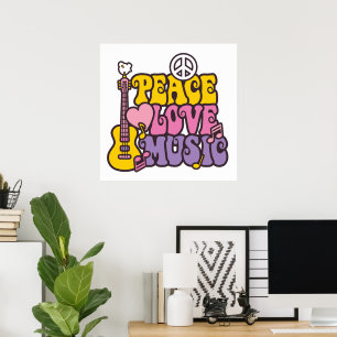 Poster Cartaz Paz, Amor e Música