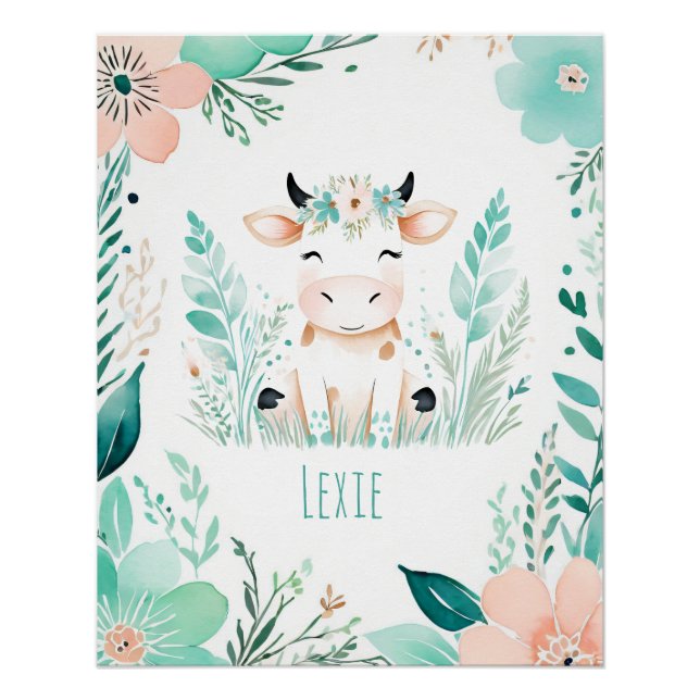 Póster Cartaz Personalizado Boho Bebê - Design Bezerro (Frente)