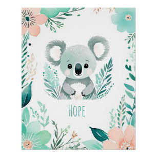 Póster Cartaz Personalizado Boho Bebê - Design de Coala