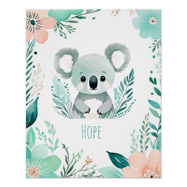 Póster Cartaz Personalizado Boho Bebê - Design de Coala (Frente)