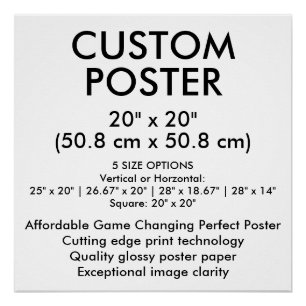 Póster Cartaz Personalizado Brilhante 20" x 20" (50,8 cm