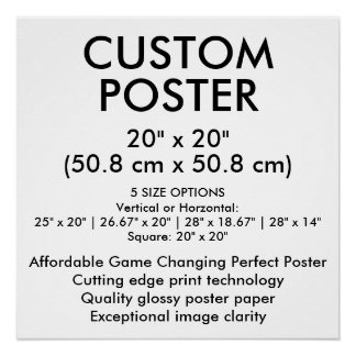 Póster Cartaz Personalizado Brilhante 20" x 20" (50,8 cm 