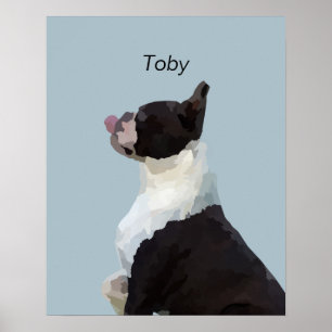 Poster Cartaz Personalizado de Aquarela de Cachorro Bosto