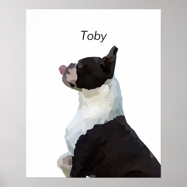 Poster Cartaz Personalizado de Aquarela de Cachorro Bosto (Frente)