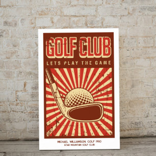 Poster Cartaz Personalizado de Clube de Golfe Retro