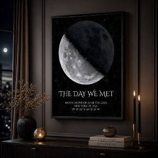 Poster Cartaz Personalizado de Fase Lunar de Aniversário