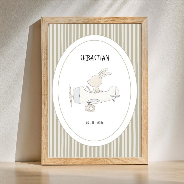 Poster Cartaz Personalizado de Nome e Data de Cozinha do  (Personalize Name and Date of this Cute Animal Nursery poster )