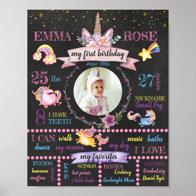 Poster Cartaz Personalizado de Primeiro Aniversário de Un (Frente)