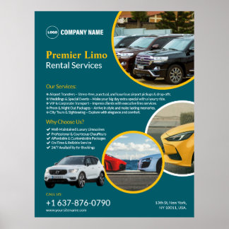 Poster Cartaz Personalizado de Serviços de Aluguel de Car