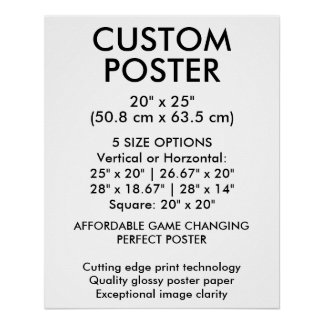 Póster Cartaz Personalizado Vertical Brilhante 50,8 cm x 