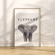 Cartaz Personalizável de Elefante Bebê Fofo para C