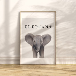 Poster Cartaz Personalizável de Elefante Bebê Fofo para C