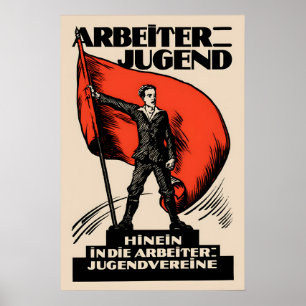 Poster Cartaz político alemão Juventude Socialista dos Tr