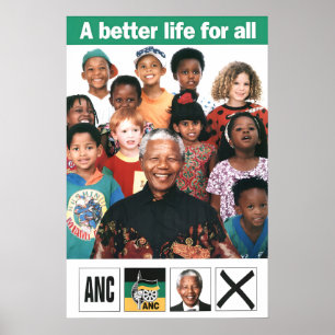 Poster Cartaz político de Nelson Mandela África do Sul CN