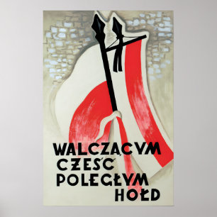 Poster Cartaz polonês da Segunda Guerra Mundial Honra aos