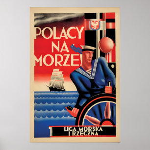 Poster Cartaz polonês dos anos 30 Poloneses para o mar