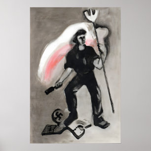Poster Cartaz Polônia Levante de Varsóvia desenho Resistê