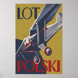 Poster Cartaz Polônia LOT Polski Força Aérea Polonesa Ent