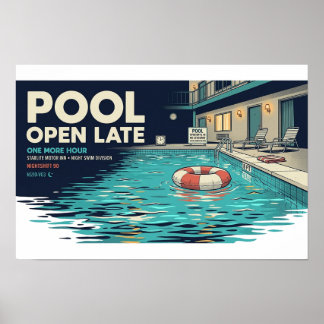 Poster Cartaz POOL OPEN LATE Retro Motel NIGHTSHIFT 90