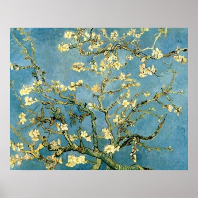 Póster Cartaz Pós-Impressionista da Amendoeira em Flor (Frente)