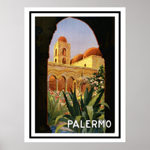 POSTER CARTAZ POSTAL DE PALERMO ITÁLIA NO ESTILO VINTAGE