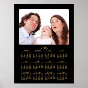 Poster Cartaz Preto Personalizado Calendário Anual 2015