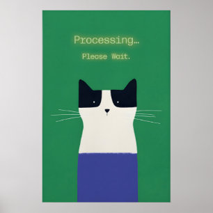Poster Cartaz 'Processando' de Gato Engraçado Arte de Hum