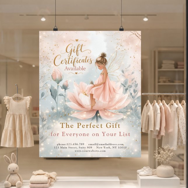 Poster Cartaz Promocional de Certificado de Presente de F (Whimsical Fairy Gift Certificate Promo Poster)