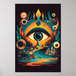Poster Cartaz Psicodélico do Olho que Tudo Vê | Místico 1
