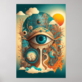 Poster Cartaz Psicodélico do Olho que Tudo Vê | Místico 2