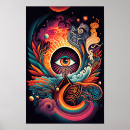 Poster Cartaz Psicodélico do Olho que Tudo Vê | Místico 3