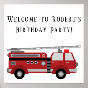 Poster Cartaz Quadrado de Aniversário de Fogo Vermelho Br