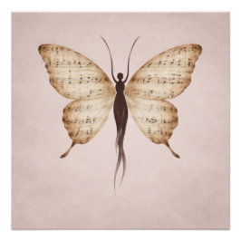 Póster Cartaz Quadrado Forma de Borboleta Poética