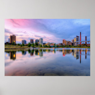 Poster Cartaz - Reflexo da Paisagem Urbana ao Crepúsculo
