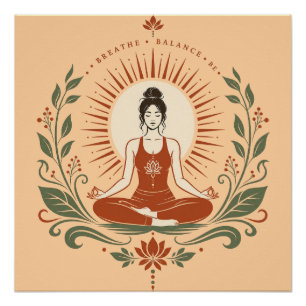 Póster Cartaz Respirar Equilíbrio Ser Mindfulness