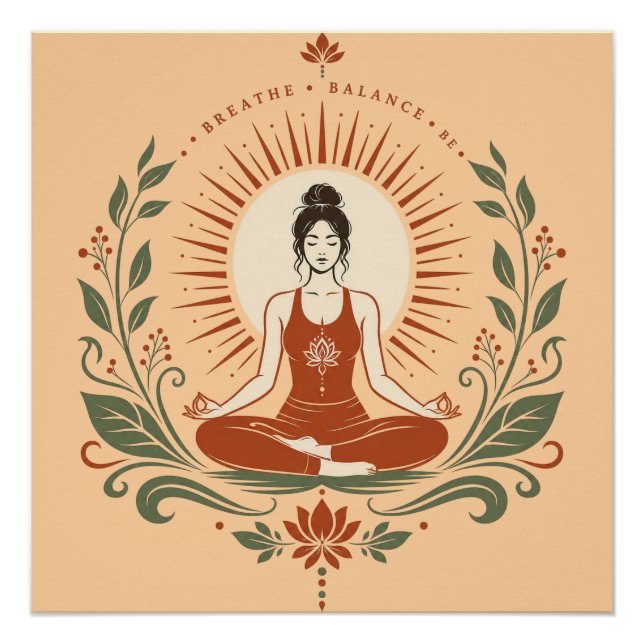 Póster Cartaz Respirar Equilíbrio Ser Mindfulness (Frente)