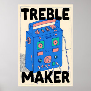 Poster Cartaz Retro Boombox Treble Maker Arte de Parede d