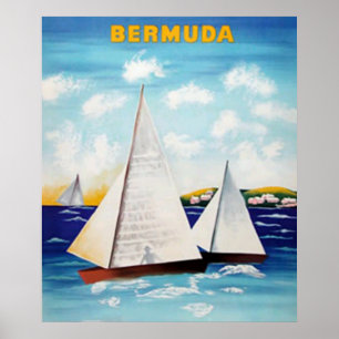 Póster Cartaz Retro das Bermudas