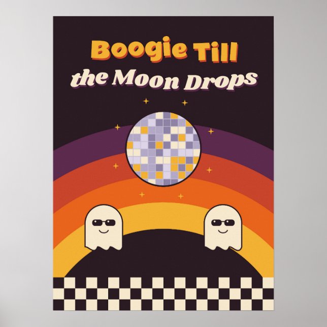 Poster Cartaz Retro de Halloween Boogie Até a Lua Cair (Frente)